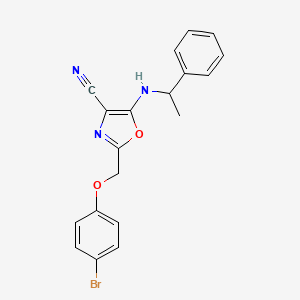 2-[(4-Bromophenoxy)methyl]-5-[(1-phenylethyl)amino]-1,3-oxazole-4-carbonitrile