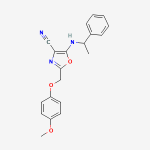molecular formula C20H19N3O3 B7726381 2-[(4-Methoxyphenoxy)methyl]-5-[(1-phenylethyl)amino]-1,3-oxazole-4-carbonitrile 