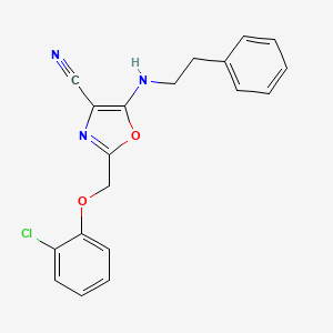 molecular formula C19H16ClN3O2 B7726389 2-[(2-Chlorophenoxy)methyl]-5-[(2-phenylethyl)amino]-1,3-oxazole-4-carbonitrile 
