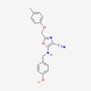 molecular formula C20H19N3O3 B7726396 5-[(4-Methoxybenzyl)amino]-2-[(4-methylphenoxy)methyl]-1,3-oxazole-4-carbonitrile 