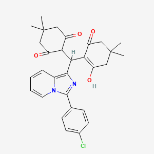 molecular formula C30H31ClN2O4 B7726403 2-((3-(4-Chlorophenyl)imidazo[1,5-a]pyridin-1-yl)(2-hydroxy-4,4-dimethyl-6-oxocyclohex-1-en-1-yl)methyl)-5,5-dimethylcyclohexane-1,3-dione 