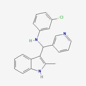 molecular formula C21H18ClN3 B7726409 3-chloro-N-[(2-methyl-1H-indol-3-yl)(pyridin-3-yl)methyl]aniline 