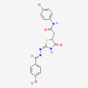 molecular formula C18H15BrN4O3S B7726423 N-(4-bromophenyl)-2-{(2E)-2-[(2E)-(4-hydroxybenzylidene)hydrazinylidene]-4-oxo-1,3-thiazolidin-5-yl}acetamide 