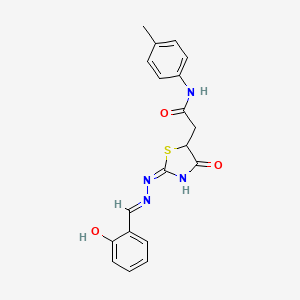 2-{(2E)-2-[(2E)-(2-hydroxybenzylidene)hydrazinylidene]-4-oxo-1,3-thiazolidin-5-yl}-N-(4-methylphenyl)acetamide