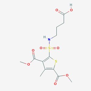 molecular formula C13H17NO8S2 B7726466 4-[[3,5-Bis(methoxycarbonyl)-4-methylthiophen-2-yl]sulfonylamino]butanoic acid 