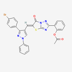 molecular formula C28H18BrN5O3S B7726475 2-((5Z)-5-{[3-(4-bromophenyl)-1-phenyl-1H-pyrazol-4-yl]methylene}-6-oxo-5,6-dihydro[1,3]thiazolo[3,2-b][1,2,4]triazol-2-yl)phenyl acetate 