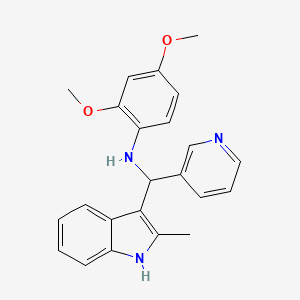 molecular formula C23H23N3O2 B7726486 2,4-dimethoxy-N-[(2-methyl-1H-indol-3-yl)(pyridin-3-yl)methyl]aniline 