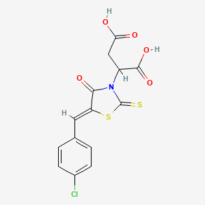 molecular formula C14H10ClNO5S2 B7726501 2-[(5Z)-5-(4-chlorobenzylidene)-4-oxo-2-thioxo-1,3-thiazolidin-3-yl]butanedioic acid 