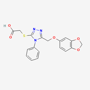 molecular formula C18H15N3O5S B7726535 ({5-[(1,3-benzodioxol-5-yloxy)methyl]-4-phenyl-4H-1,2,4-triazol-3-yl}sulfanyl)acetic acid 