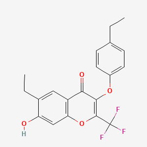 molecular formula C20H17F3O4 B7726582 6-ethyl-3-(4-ethylphenoxy)-7-hydroxy-2-(trifluoromethyl)-4H-chromen-4-one 