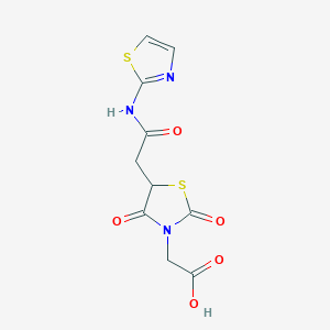 molecular formula C10H9N3O5S2 B7726588 {2,4-Dioxo-5-[2-oxo-2-(1,3-thiazol-2-ylamino)ethyl]-1,3-thiazolidin-3-yl}acetic acid 