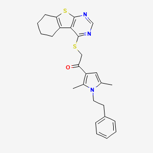 molecular formula C26H27N3OS2 B7726597 1-[2,5-dimethyl-1-(2-phenylethyl)-1H-pyrrol-3-yl]-2-(5,6,7,8-tetrahydro[1]benzothieno[2,3-d]pyrimidin-4-ylsulfanyl)ethanone 