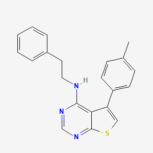 molecular formula C21H19N3S B7726667 5-(4-Methylphenyl)-N-(2-phenylethyl)thieno(2,3-D)pyrimidin-4-amine 