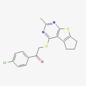 1-(4-chlorophenyl)-2-[(2-methyl-6,7-dihydro-5H-cyclopenta[4,5]thieno[2,3-d]pyrimidin-4-yl)sulfanyl]ethanone