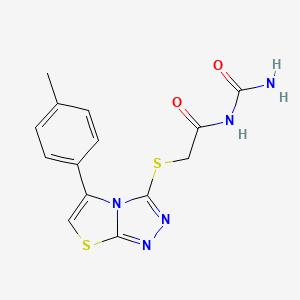 molecular formula C14H13N5O2S2 B7726701 N-carbamoyl-2-[[5-(4-methylphenyl)-[1,3]thiazolo[2,3-c][1,2,4]triazol-3-yl]sulfanyl]acetamide 