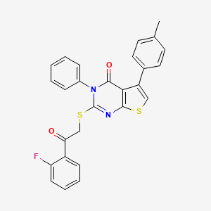 molecular formula C27H19FN2O2S2 B7726709 2-{[2-(2-fluorophenyl)-2-oxoethyl]sulfanyl}-5-(4-methylphenyl)-3-phenylthieno[2,3-d]pyrimidin-4(3H)-one 