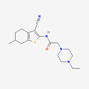 molecular formula C18H26N4OS B7726743 N-(3-cyano-6-methyl-4,5,6,7-tetrahydro-1-benzothiophen-2-yl)-2-(4-ethylpiperazin-1-yl)acetamide 