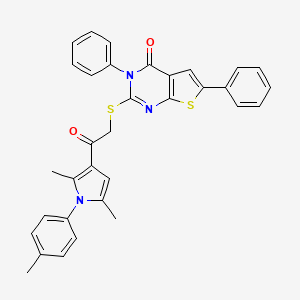 molecular formula C33H27N3O2S2 B7726750 2-[2-[2,5-Dimethyl-1-(4-methylphenyl)pyrrol-3-yl]-2-oxoethyl]sulfanyl-3,6-diphenylthieno[2,3-d]pyrimidin-4-one 