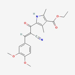 molecular formula C21H22N2O5 B7726781 ethyl 5-[(2E)-2-cyano-3-(3,4-dimethoxyphenyl)prop-2-enoyl]-2,4-dimethyl-1H-pyrrole-3-carboxylate 