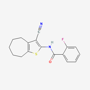 molecular formula C17H15FN2OS B7726786 N-(3-cyano-5,6,7,8-tetrahydro-4H-cyclohepta[b]thiophen-2-yl)-2-fluorobenzamide 