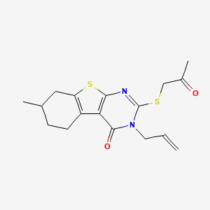 molecular formula C17H20N2O2S2 B7726798 7-methyl-2-[(2-oxopropyl)sulfanyl]-3-(prop-2-en-1-yl)-5,6,7,8-tetrahydro[1]benzothieno[2,3-d]pyrimidin-4(3H)-one 