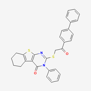 molecular formula C30H24N2O2S2 B7726812 2-{[2-(biphenyl-4-yl)-2-oxoethyl]sulfanyl}-3-phenyl-5,6,7,8-tetrahydro[1]benzothieno[2,3-d]pyrimidin-4(3H)-one 