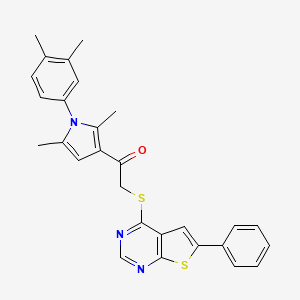 1-[1-(3,4-dimethylphenyl)-2,5-dimethyl-1H-pyrrol-3-yl]-2-[(6-phenylthieno[2,3-d]pyrimidin-4-yl)sulfanyl]ethanone