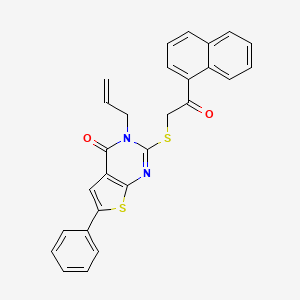 molecular formula C27H20N2O2S2 B7726893 2-{[2-(naphthalen-1-yl)-2-oxoethyl]sulfanyl}-6-phenyl-3-(prop-2-en-1-yl)thieno[2,3-d]pyrimidin-4(3H)-one 
