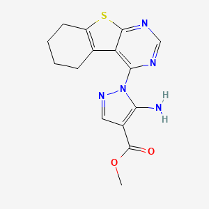 molecular formula C15H15N5O2S B7726919 methyl 5-amino-1-(5,6,7,8-tetrahydro[1]benzothieno[2,3-d]pyrimidin-4-yl)-1H-pyrazole-4-carboxylate 