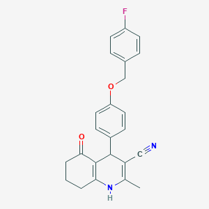 molecular formula C24H21FN2O2 B7726951 4-{4-[(4-Fluorobenzyl)oxy]phenyl}-2-methyl-5-oxo-1,4,5,6,7,8-hexahydroquinoline-3-carbonitrile 
