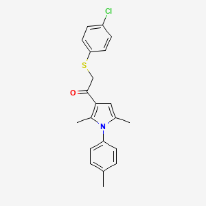 molecular formula C21H20ClNOS B7726995 2-((4-chlorophenyl)thio)-1-(2,5-dimethyl-1-(p-tolyl)-1H-pyrrol-3-yl)ethanone 
