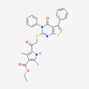 molecular formula C29H25N3O4S2 B7727000 ethyl 2,4-dimethyl-5-{[(4-oxo-3,5-diphenyl-3,4-dihydrothieno[2,3-d]pyrimidin-2-yl)sulfanyl]acetyl}-1H-pyrrole-3-carboxylate 
