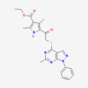 molecular formula C23H23N5O3S B7727008 ethyl 2,4-dimethyl-5-{[(6-methyl-1-phenyl-1H-pyrazolo[3,4-d]pyrimidin-4-yl)sulfanyl]acetyl}-1H-pyrrole-3-carboxylate 