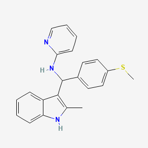 molecular formula C22H21N3S B7727020 N-{(2-methyl-1H-indol-3-yl)[4-(methylsulfanyl)phenyl]methyl}pyridin-2-amine 