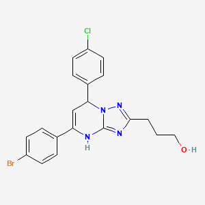 molecular formula C20H18BrClN4O B7727032 3-[5-(4-Bromophenyl)-7-(4-chlorophenyl)-4,7-dihydro[1,2,4]triazolo[1,5-a]pyrimidin-2-yl]propan-1-ol 