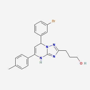 molecular formula C21H21BrN4O B7727042 3-[7-(3-Bromophenyl)-5-(4-methylphenyl)-4,7-dihydro[1,2,4]triazolo[1,5-a]pyrimidin-2-yl]propan-1-ol 