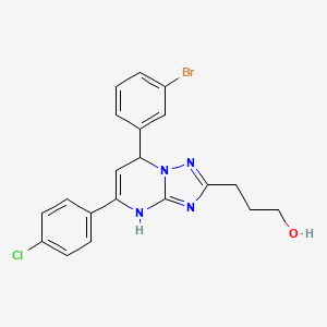 molecular formula C20H18BrClN4O B7727048 3-[7-(3-Bromophenyl)-5-(4-chlorophenyl)-4,7-dihydro[1,2,4]triazolo[1,5-a]pyrimidin-2-yl]propan-1-ol 