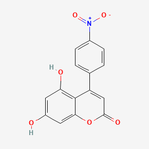 molecular formula C15H9NO6 B7727053 5,7-二羟基-4-(4-硝基苯基)色满-2-酮 