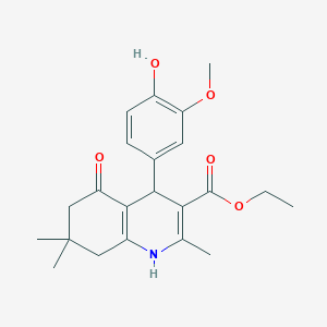 molecular formula C22H27NO5 B7727058 Ethyl 4-(4-hydroxy-3-methoxyphenyl)-2,7,7-trimethyl-5-oxo-1,4,5,6,7,8-hexahydroquinoline-3-carboxylate 