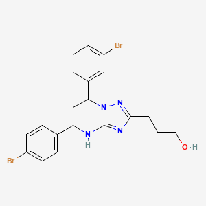 molecular formula C20H18Br2N4O B7727069 3-[7-(3-Bromophenyl)-5-(4-bromophenyl)-4,7-dihydro[1,2,4]triazolo[1,5-a]pyrimidin-2-yl]propan-1-ol 