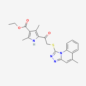 molecular formula C22H22N4O3S B7727090 ethyl 2,4-dimethyl-5-{[(5-methyl[1,2,4]triazolo[4,3-a]quinolin-1-yl)sulfanyl]acetyl}-1H-pyrrole-3-carboxylate 