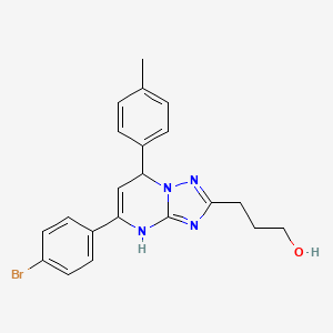 molecular formula C21H21BrN4O B7727159 3-[5-(4-Bromophenyl)-7-(4-methylphenyl)-4,7-dihydro[1,2,4]triazolo[1,5-a]pyrimidin-2-yl]propan-1-ol 