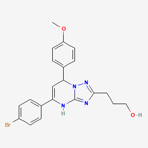 molecular formula C21H21BrN4O2 B7727165 3-[5-(4-Bromophenyl)-7-(4-methoxyphenyl)-4,7-dihydro[1,2,4]triazolo[1,5-a]pyrimidin-2-yl]propan-1-ol 