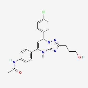 molecular formula C22H22ClN5O2 B7727168 N-{4-[7-(4-chlorophenyl)-2-(3-hydroxypropyl)-4,7-dihydro[1,2,4]triazolo[1,5-a]pyrimidin-5-yl]phenyl}acetamide 