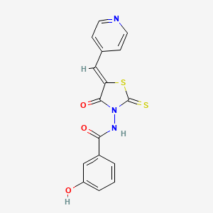 molecular formula C16H11N3O3S2 B7727222 3-hydroxy-N-[(5Z)-4-oxo-5-(pyridin-4-ylmethylidene)-2-thioxo-1,3-thiazolidin-3-yl]benzamide 