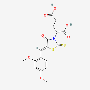 molecular formula C17H17NO7S2 B7727243 2-[(5Z)-5-(2,4-dimethoxybenzylidene)-4-oxo-2-thioxo-1,3-thiazolidin-3-yl]pentanedioic acid 