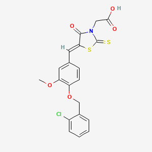 molecular formula C20H16ClNO5S2 B7727253 2-[(5Z)-5-[[4-[(2-chlorophenyl)methoxy]-3-methoxyphenyl]methylidene]-4-oxo-2-sulfanylidene-1,3-thiazolidin-3-yl]acetic acid 