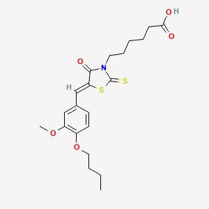 molecular formula C21H27NO5S2 B7727259 6-[(5Z)-5-(4-butoxy-3-methoxybenzylidene)-4-oxo-2-thioxo-1,3-thiazolidin-3-yl]hexanoic acid 