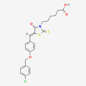 6-[(5Z)-5-{4-[(4-chlorobenzyl)oxy]benzylidene}-4-oxo-2-thioxo-1,3-thiazolidin-3-yl]hexanoic acid