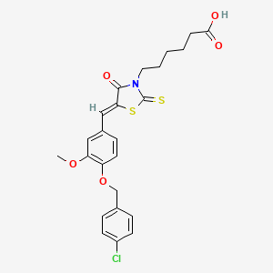 molecular formula C24H24ClNO5S2 B7727269 6-(5-(4-(4-Chlorobenzyloxy)-3-methoxybenzylidene)-4-oxo-2-thioxothiazolidin-3-yl)hexanoic acid 